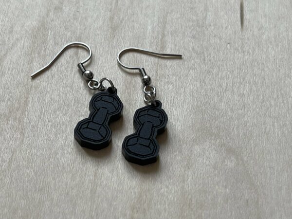 Acrylic dumbbell earrings, in matte or glossy black