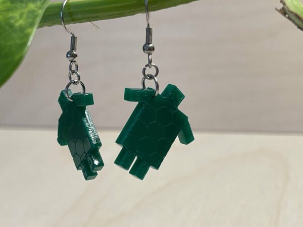 Acrylic minecraft inspired turtle dangle earrings
