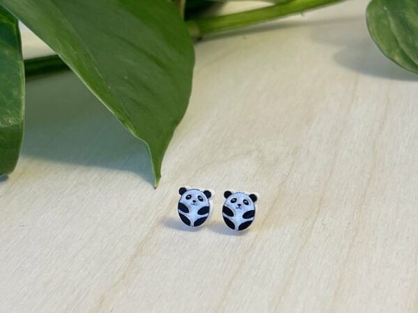 Acrylic black and white panda stud earrings
