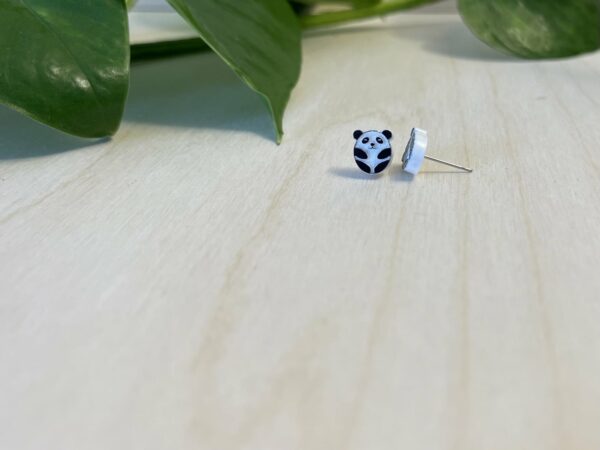 Acrylic black and white panda stud earrings