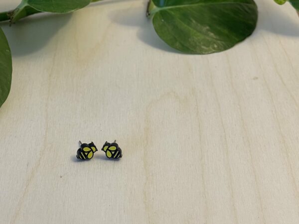 Acrylic yellow and black bee stud earrings