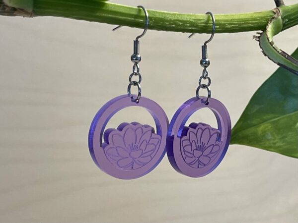 Acrylic lotus flower dangle earrings