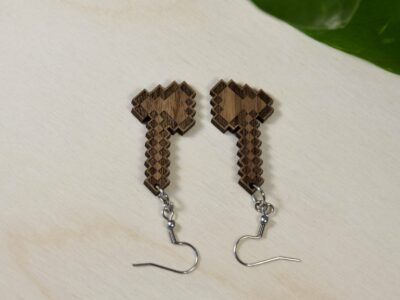 Wooden minecraft inspired axe dangle earrings