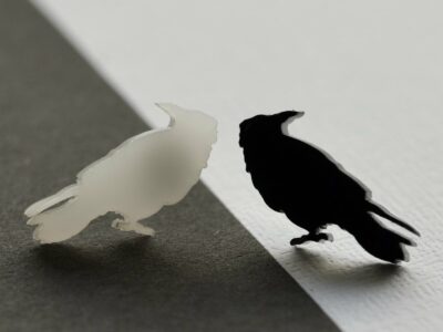 Black, white, or black and white raven studs made from acrylic