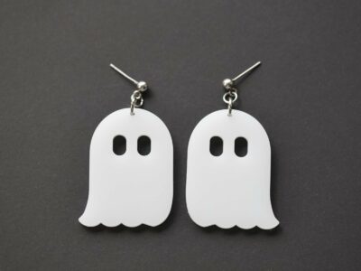 Acrylic white ghost dangle earrings for Halloween